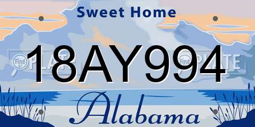 18AY994 Alabama License Plate