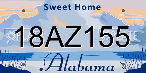 18AZ155 Alabama License Plate