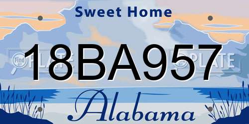 18BA957 Alabama License Plate