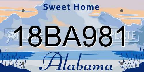 18BA981 Alabama License Plate