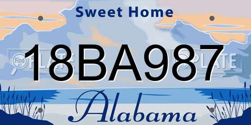 18BA987 Alabama License Plate