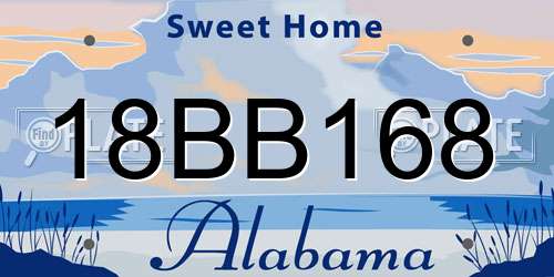 18BB168 Alabama License Plate