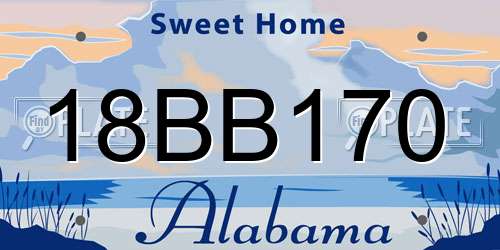 18BB170 Alabama License Plate