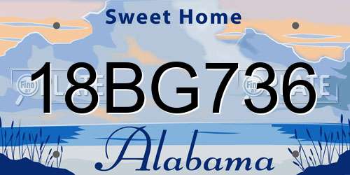 18BG736 Alabama License Plate