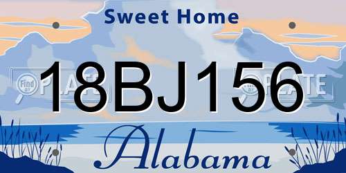 18BJ156 Alabama License Plate