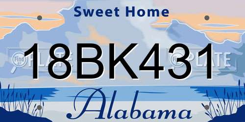 18BK431 Alabama License Plate