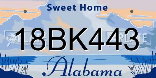 18BK443 Alabama License Plate