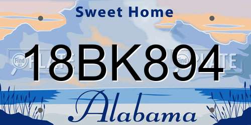 18BK894 Alabama License Plate