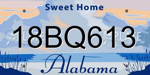 18BQ613 Alabama License Plate