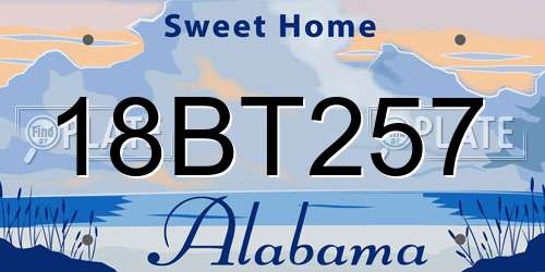 18BT257 Alabama License Plate