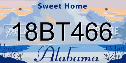 18BT466 Alabama License Plate