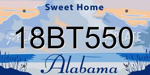 18BT550 Alabama License Plate