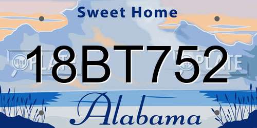18BT752 Alabama License Plate