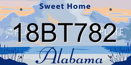 18BT782 Alabama License Plate
