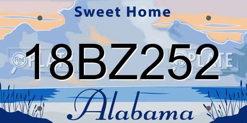 18BZ252 Alabama License Plate