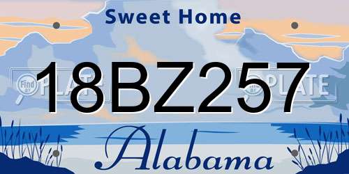 18BZ257 Alabama License Plate