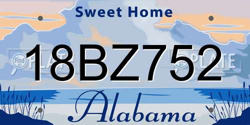 18BZ752 Alabama License Plate