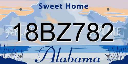 18BZ782 Alabama License Plate