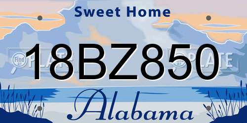 18BZ850 Alabama License Plate