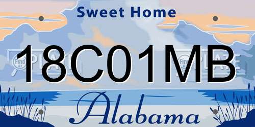 18C01MB Alabama License Plate