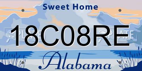18C08RE Alabama License Plate