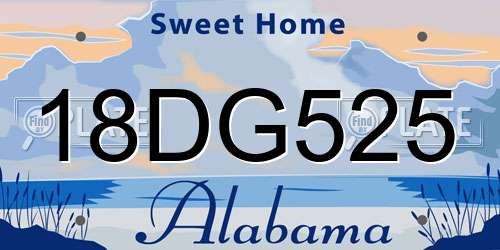 18DG525 Alabama License Plate