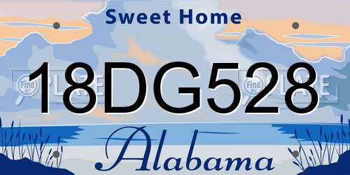 18DG528 Alabama License Plate