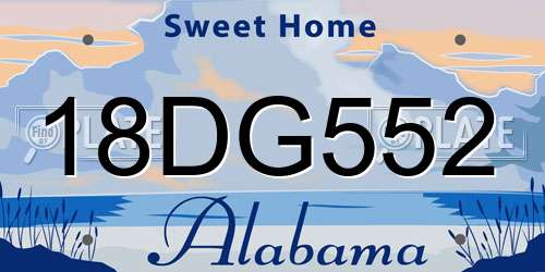 18DG552 Alabama License Plate