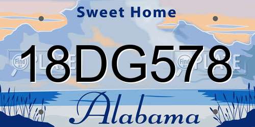 18DG578 Alabama License Plate