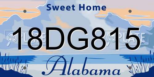 18DG815 Alabama License Plate