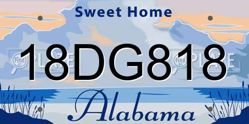 18DG818 Alabama License Plate
