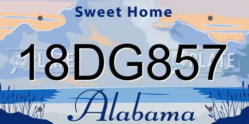 18DG857 Alabama License Plate