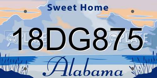 18DG875 Alabama License Plate