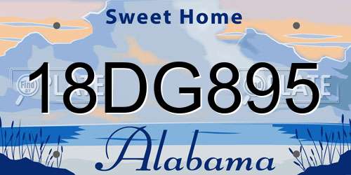 18DG895 Alabama License Plate
