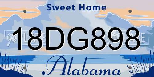 18DG898 Alabama License Plate