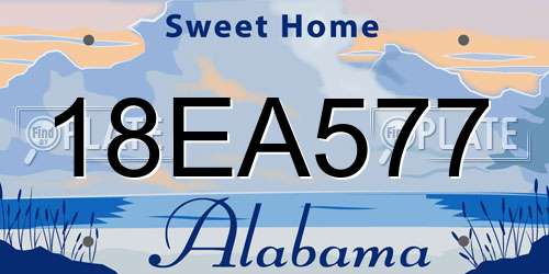 18EA577 Alabama License Plate