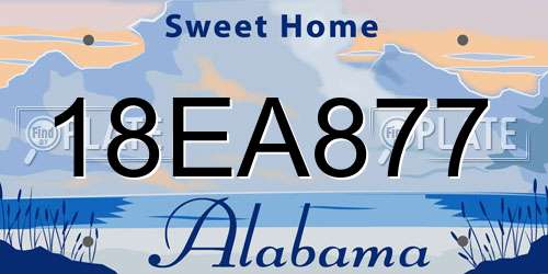 18EA877 Alabama License Plate