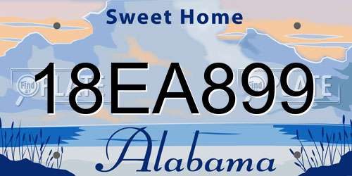 18EA899 Alabama License Plate