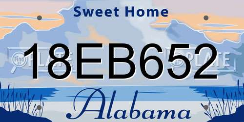18EB652 Alabama License Plate