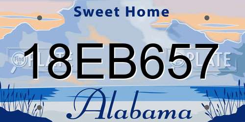 18EB657 Alabama License Plate