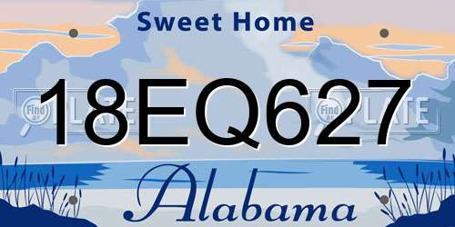 18EQ627 Alabama License Plate