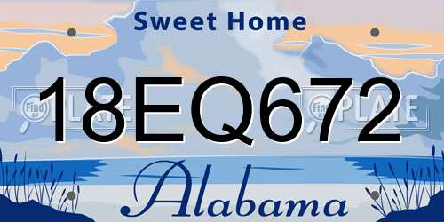 18EQ672 Alabama License Plate