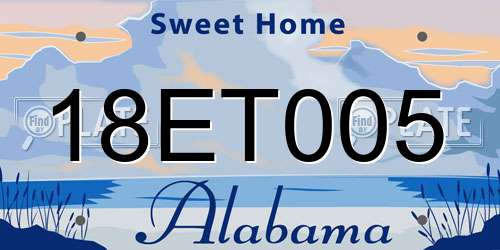 18ET005 Alabama License Plate