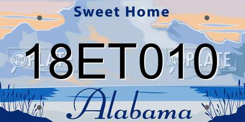 18ET010 Alabama License Plate