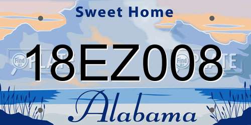 18EZ008 Alabama License Plate