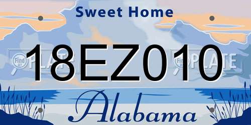 18EZ010 Alabama License Plate