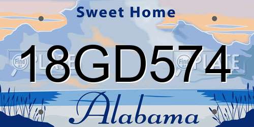 18GD574 Alabama License Plate