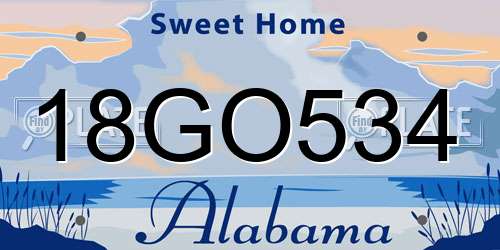 18GO534 Alabama License Plate