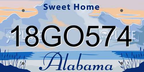18GO574 Alabama License Plate