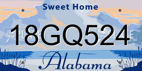 18GQ524 Alabama License Plate